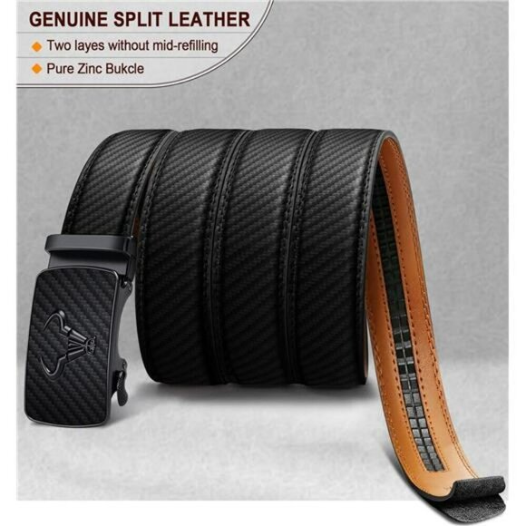 BULLIANT Mens Leather Ratchet Belt Adjustable Dress Belt Formal Work Gift - Picture 3 of 7